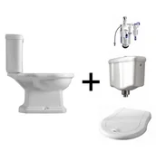 Deski sedesowe - Kerasan Retro Zestaw Toaleta WC kompaktowa 72x38,5 cm + deska wolnoopadająca + spłuczka + mechanizm spłukujący biały/chrom 101301+108901+1081+750990 - miniaturka - grafika 1