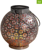 Lampy ogrodowe - Näve Näve Dekoracyjne lampy solarne LED (2 szt.) w kolorze srebrnym - wys. 19,5 cm - miniaturka - grafika 1