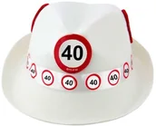 Dodatki do strojów karnawałowych - Folat Kapelusz "Urodziny 40", biały FL62340 - miniaturka - grafika 1