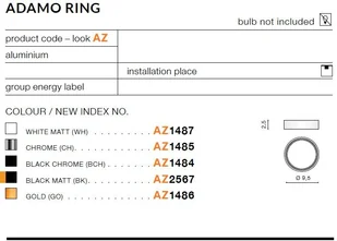 Azzardo Pierścień ozdobny do ADAMO RING AZ2567 AZ2567 - Oprawy, klosze i abażury - miniaturka - grafika 2