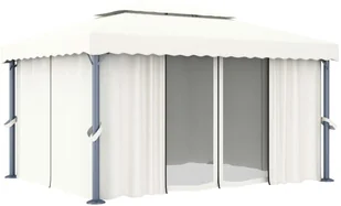 vidaXL Altana ogrodowa z zasłonami, 4 x 3 m, kremowa - Altany ogrodowe - miniaturka - grafika 2