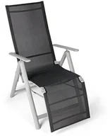 Fotele i krzesła ogrodowe - Vanage Krzesło  Alu z podnóżkiem w kolorze czarnym - Składane krzesło - Wysokie oparcie - Krzesło składane - Meble ogrodowe - Krzesło ogrodowe, taras i balkon VG-0284 - miniaturka - grafika 1