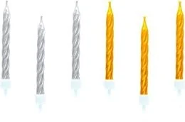 Amscan Świeczki złote/srebrne 10 sztuk - Pozostałe akcesoria dla plastyków - miniaturka - grafika 6