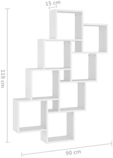 VidaXL Lumarko Półka ścienna w formie kostek, biała, 90x15x119 cm, płyta 807178 VidaXL - Półki do salonu - miniaturka - grafika 7
