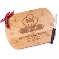 Deski do krojenia - Murrano Bambusowa Deska do Krojenia z Grawerem Najlepsza Kucharka DSK-BMB1-010 - miniaturka - grafika 1