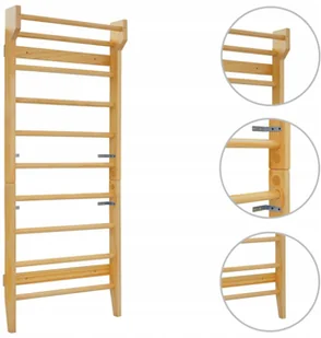 vidaXL Drabinka gimnastyczna, przyścienna, 80 x 15,8 x 195 cm, drewno vidaXL - Wyposażenie sportowe i gimnastyczne - miniaturka - grafika 3