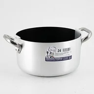 Rondle - Pentole Agnelli Wysokość pentole agnelli linia aluminium 3 MM Platinum Platinum duszonych garnków z 2 uchwytami, srebrny/czarny, 20 cm ALSA104S20 - miniaturka - grafika 1