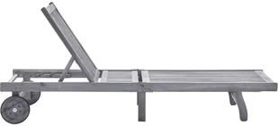 vidaXL Ogrodowy leżak z poduszką, szary, lite drewno akacjowe 3061365 - Leżaki ogrodowe - miniaturka - grafika 2