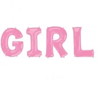Baby shower i roczek - FOL Napis "Girl" z różowych balonów foliowych - 1 kpl. F29283 - miniaturka - grafika 1