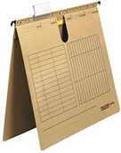 Teczki i skoroszyty - FALKEN Skoroszyt zawieszkowy Falken UniReg. Wyprodukowano w Niemczech. Z klipsem archiwizacyjnym tekturowy A4 z plastikową fiszką do opisu brązowy Idealny do kartoteki 15043720 - miniaturka - grafika 1