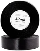 Pasmanteria - HADLAW Wstążka satynowa 25mm/32mb czarna . - miniaturka - grafika 1