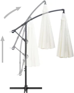 vidaXL Parasol ogrodowy, wiszący, biały, 3 m, słupek aluminiowy vidaXL - Parasole ogrodowe - miniaturka - grafika 8