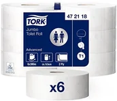 Akcesoria do wc - Tork 472118 papier toaletowy Jumbo we Advanced wysokiej jakości zapewnia system Tork T1 Jumbo uchwyt na papier toaletowy/uchwyt na papier toaletowy 2-warstwowe w kolorze białym/6 X   arkuszy 472118 - miniaturka - grafika 1