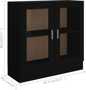 VidaXL Witryna, czarna, 82,5x30,5x80 cm, płyta wiórowa 802742 VidaXL - Witryny - miniaturka - grafika 8