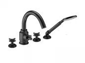 Baterie wannowe i prysznicowe - Deante Temisto Nero Bateria nawannowa 4 otworowa czarny mat BQTN14D - miniaturka - grafika 1