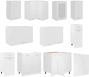 vidaXL vidaXL 11-cz. zestaw szafek kuchennych, biały, płyta wiórowa - Meble kuchenne - miniaturka - grafika 5