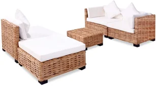 vidaXL Zestaw wypoczynkowy, 14 elementów, naturalny rattan - Meble ogrodowe - miniaturka - grafika 4