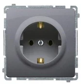 Gniazdka elektryczne - Kontakt Simon Kontakt_Simon Gniazdo wtyczkowe z uziemieniem Schuko (moduł) z przesłonami torów prądowych.16A. 250V. zaciski śrubowe srebrny mat BMGSZ1Z.01/43 - miniaturka - grafika 1