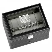Gadżety dla niej i dla niego - Murrano Szkatułka na Zegarki i Biżuterię GRAWER Monogram SZKT-ZG-BIZ-010 - miniaturka - grafika 1