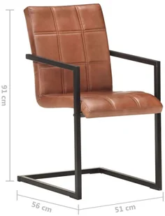 vidaXL Krzesła stołowe, wspornikowe, 6 szt., brązowe, skóra naturalna 3059812 - Krzesła - miniaturka - grafika 14