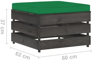 vidaXL Modułowy stołek z poduszką impregnowane na szaro drewno 3068137 - Pufy i podnóżki - miniaturka - grafika 6
