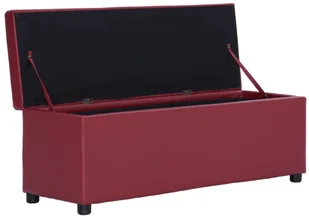 vidaXL Ławka ze schowkiem, 116 cm, czerwone wino, sztuczna skóra vidaXL - Ławki do przedpokoju - miniaturka - grafika 7
