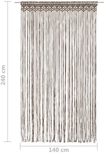 vidaXL Zasłona z makramy, kolor taupe, 140 x 240 cm, bawełna - Zasłony - miniaturka - grafika 15