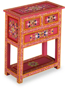 vidaXL Szafka z szufladami, drewno mango, różowa, ręcznie malowana - Komody - miniaturka - grafika 10