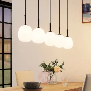 Lindby Etiena lampa wisząca, 5-pkt., szkło opalowe - Lampy sufitowe - miniaturka - grafika 2