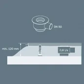 Syfony - Tece 650001 Kolano odpływowe z syfonem standardowe 120 mm 0,80 l/s - miniaturka - grafika 1