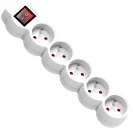 Przedłużacze i rozgałęźniki - HBF Pięciokrotny 5 Metrów Biały Wyłącznik - miniaturka - grafika 1