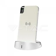 Powerbanki - V-Tac Power Bank 8000mAh/3,7V z ładowaniem bezprzewodowym biały - miniaturka - grafika 1