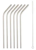 Słomki do napojów - G21 Słomki metalowe BeEco Party 6 szt srebrne zakrzywione - miniaturka - grafika 1
