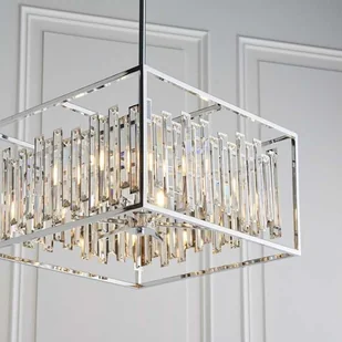 Endon Glamour LAMPA wisząca ACADIA 81931 Endon prostokątna OPRAWA metalowa klatka ZWIS z kryształkami chrom przezroczysta 81931 - Lampy sufitowe - miniaturka - grafika 3