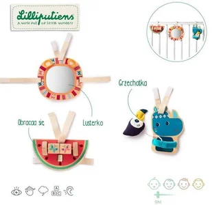 Lilliputiens LILLIPUTIENS Zestaw drewnianych zawieszek aktywizujących Nosorożec Marius 9 m+ solution-bc-7767-0 - Gryzaki dla dzieci - miniaturka - grafika 3