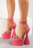 Sandały damskie - Różowe Sandały Chloraera - miniaturka - grafika 1