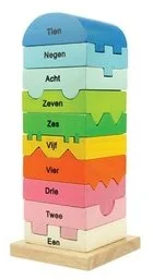 Bigjigs Toys Rozkładana wieża z klocków z liczbami kolorowa, - Klocki - miniaturka - grafika 2