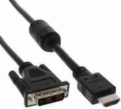 Adaptery i przejściówki - InLine 17661 przewód HDMI-DVI Adapter, 19 pinowe złącze, z ferrytu, wtyczka 18 + 1 1 m Czarny 17661 - miniaturka - grafika 1