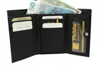 Portfele - PolskaGalanteria.pl Portfel Damski PolskaGalanteria z Wstawką 13 cm Suwak Skóra Naturalna Czarny KP D38 - miniaturka - grafika 1