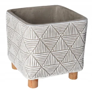 Donica z betonu dekoracyjnego na drewnianych nogach - kolekcja ETNO - Donice - miniaturka - grafika 2