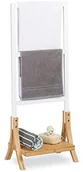 Wieszaki łazienkowe - Relaxdays Stojący  wieszak na ręcznik z 3 drążki na ręczniki, półki, łazienka handtuchhalterung HBT.: 104 x 41 x 28,5 cm, biały 10020978 - miniaturka - grafika 1