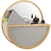 Lusterka do makijażu - CM Relaxdays lustro ścienne lustro lustro łazienkowe z miejscem do przechowywania, lusterko kosmetyczne ścian, okrągły, bambus, wys. x szer. x gł.: 45 x 45 x 15 naturalny 10021492 - miniaturka - grafika 1