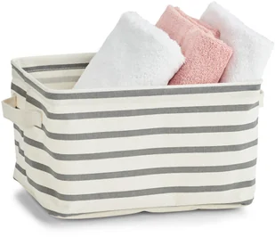 Zeller Koszyk do przechowywania STRIPES "M" kolor szary B07DVX65J5 - Pudła i pojemniki do przechowywania - miniaturka - grafika 5