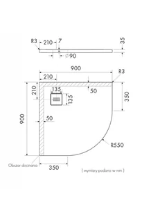 Schedpol Schedline Brodzik półokrągły kompozytowy Schedline PROTOS White Stone 90x90 3SP.P1O-9090/B/ST-M1/B/ST - Brodziki prysznicowe - miniaturka - grafika 14