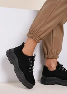 Sneakersy damskie - Czarne Zamszowe Sneakersy Farwynn - miniaturka - grafika 1