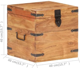 vidaXL Skrzynia, 40x40x40 cm, lite drewno akacjowe vidaXL - Pudła i pojemniki do przechowywania - miniaturka - grafika 8
