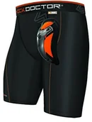 Unihokej - Shock Doctor shockdoctor chłopców ochraniacz krocza kompresyjne Short z Ultra Carbon Flex Cup, czarny, L 337-BK-BL - miniaturka - grafika 1