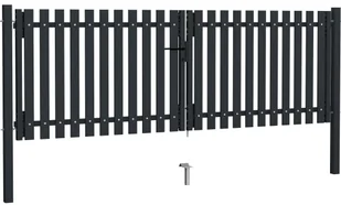 VidaXL Dwuskrzydłowa brama ogrodzeniowa, stal, 306x150 cm, antracytowa 146351 VidaXL - Akcesoria do ogrodzeń - miniaturka - grafika 2