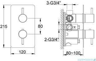 KOHLMAN Axel bateria podtynkowa termostatyczna z trzema wyjściami chrom QW433A | - Baterie umywalkowe - miniaturka - grafika 2