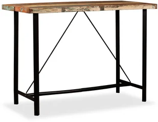 vidaXL Zestaw mebli barowych z drewna odzyskanego i skóry, 7 szt. - Stoły z krzesłami - miniaturka - grafika 4